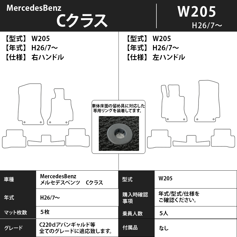 メルセデスベンツ Cクラス フロアマット W205 セダン/ワゴン 26/7～ プレミアムタイプ