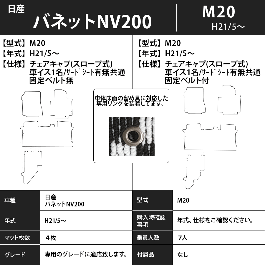 フロアマット 日産 NISSAN NV200バネット 福祉車 M20 H21/5~ カーマット 抗菌 抗ウイルス 消臭 エコノミータイプ